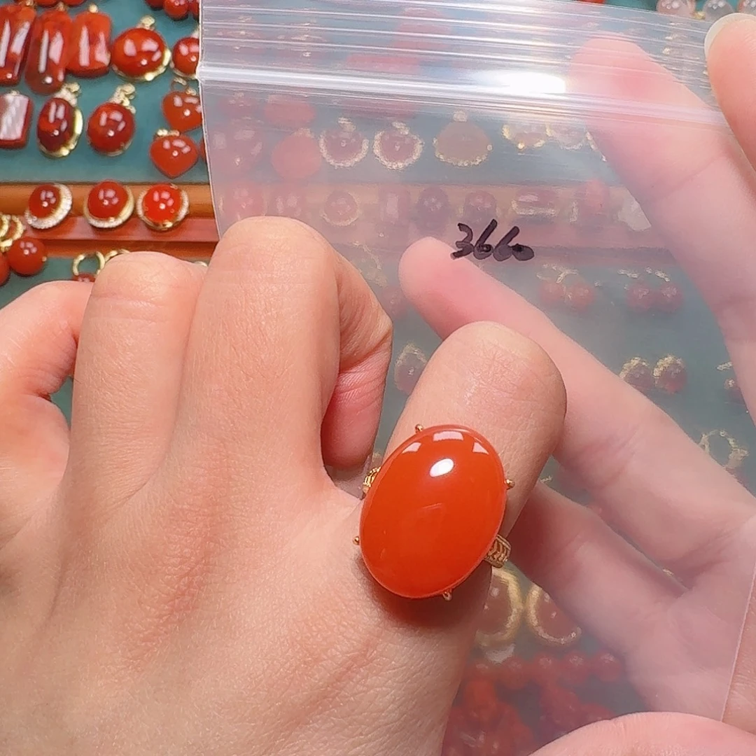 南红玛瑙银S925镶嵌戒指