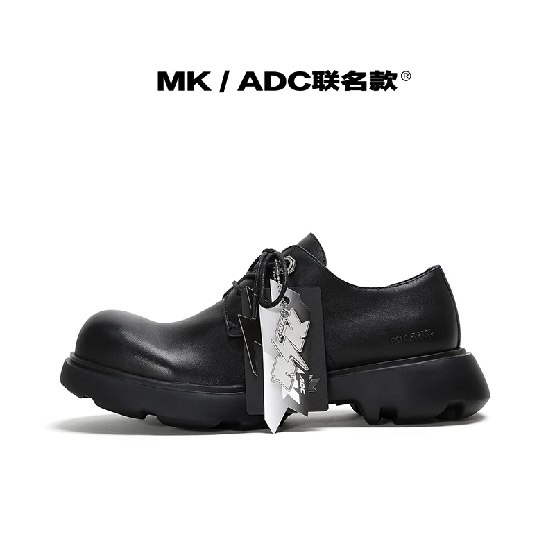 MK x ADC 幽黑系列头层牛皮休闲时尚 舒适 低帮德比鞋男款黑色