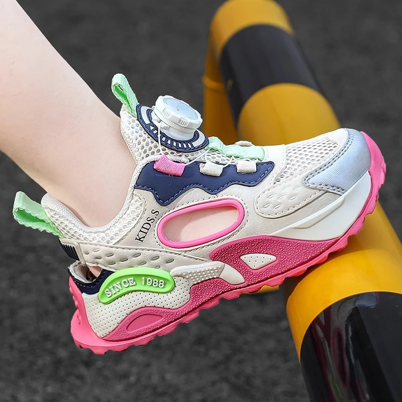 科比断码女童镂空运动鞋夏季儿童透气单网鞋大童镂空老爹鞋子防臭