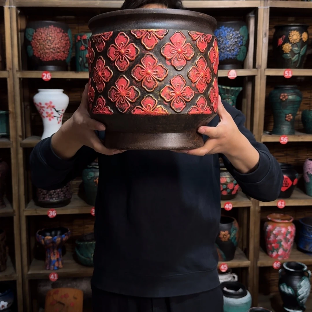 带孔高端浮雕花盆炸炸炸炸