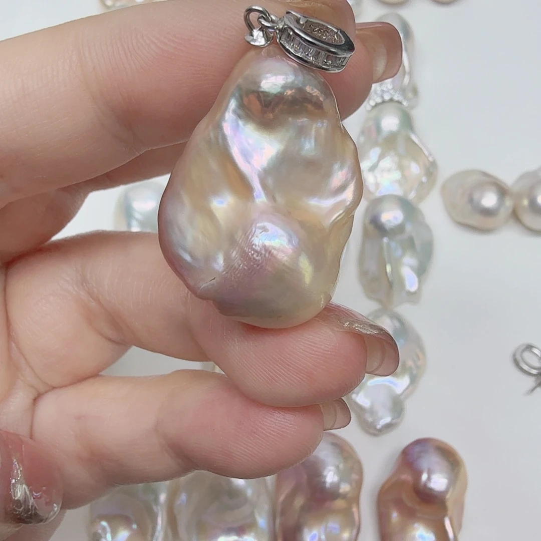 银S925镶嵌淡水珍珠吊坠(不含链)