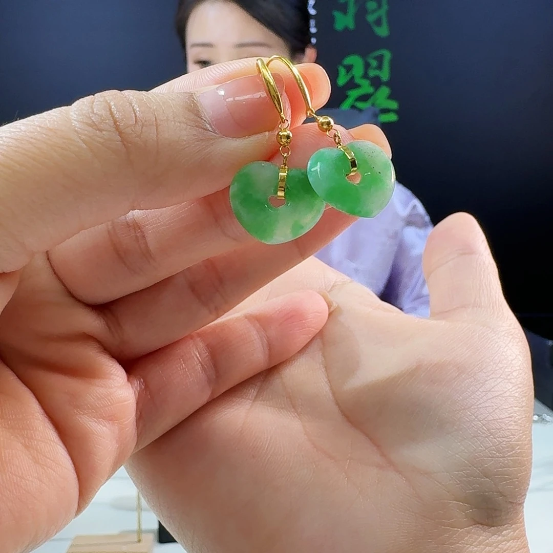 翡翠耳饰18K金镶嵌18k镶嵌