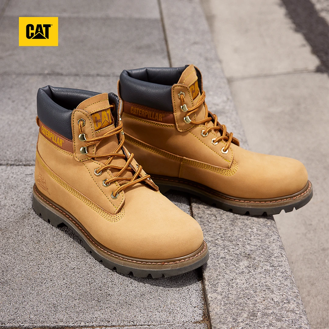 CAT卡特男士高帮大黄靴防水马丁靴女复古户外工装鞋真皮休闲秋冬S