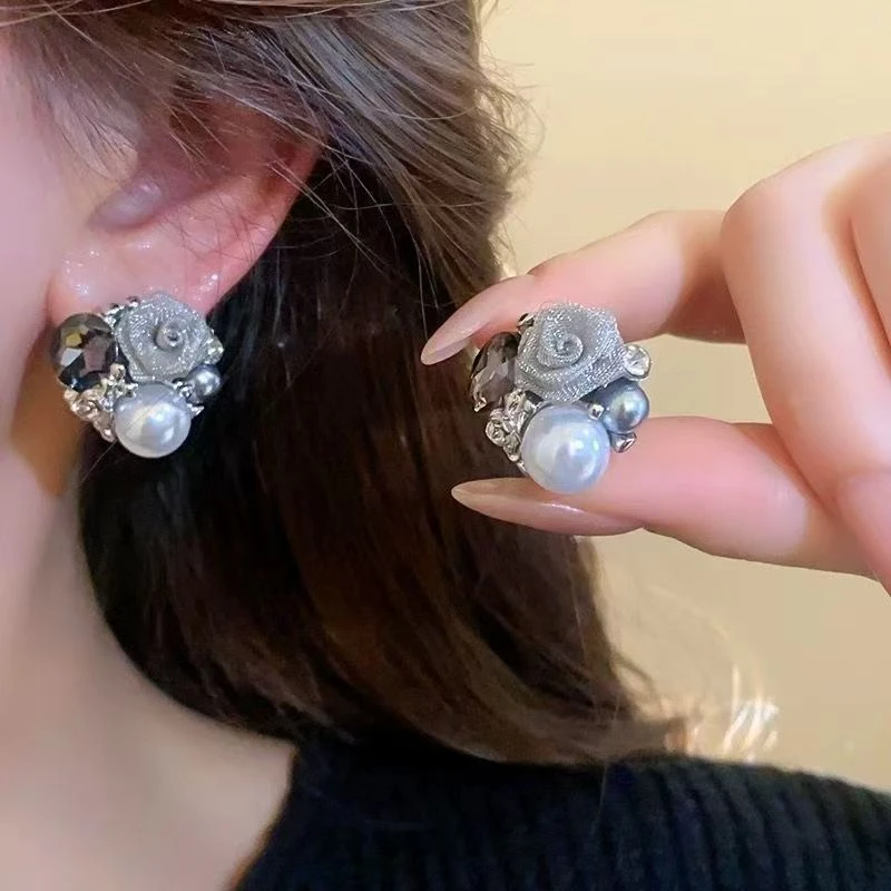 合金仿珍珠耳饰 耳饰耳环耳饰法式气质复古耳钉小香风新款A064