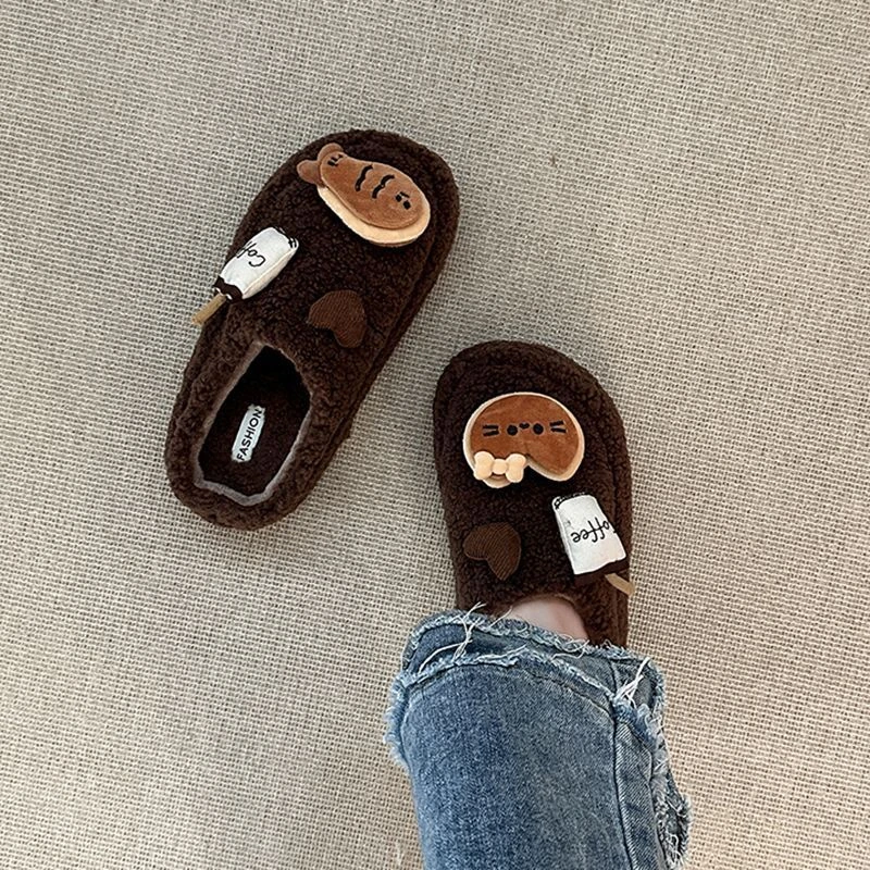 可爱卡通小猫毛毛拖鞋女外穿2025秋冬新款厚底室内办公室包头拖鞋
