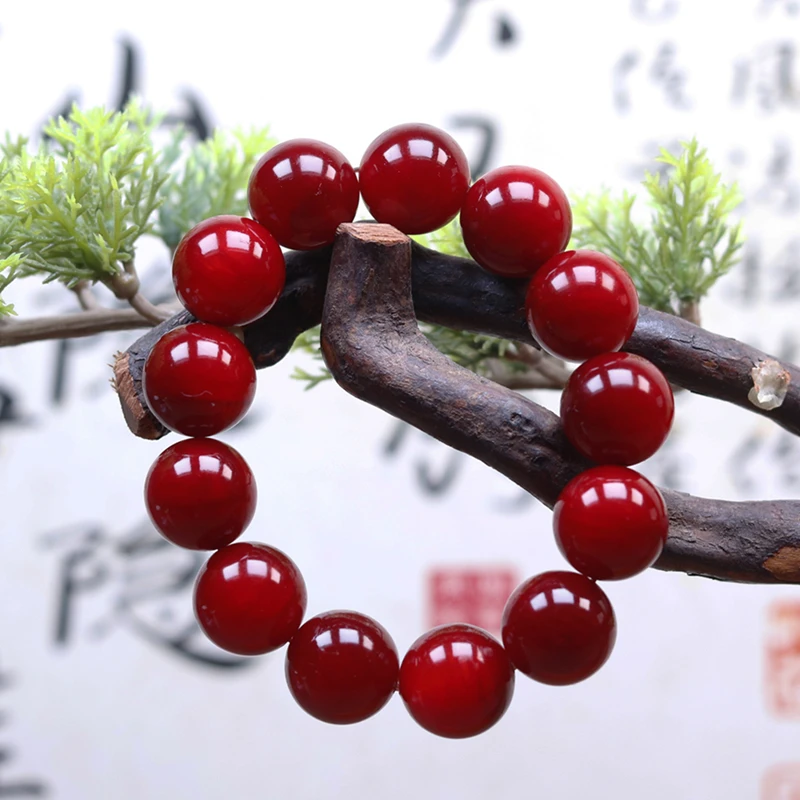 琥珀木【冰种玉化】琥珀木男女手串手链全透光血龙木红油老料