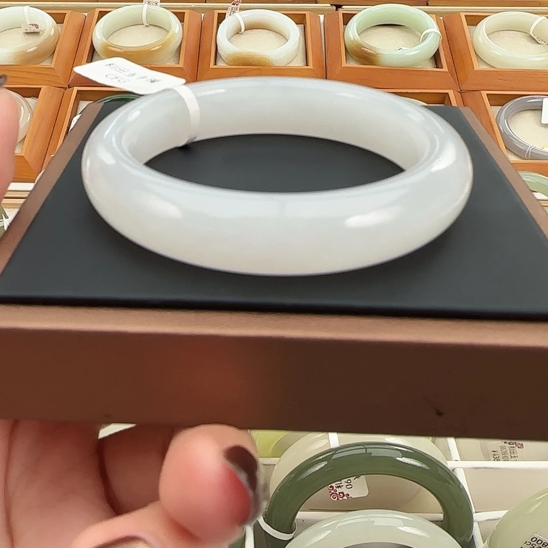 和田玉未镶嵌手镯白玉 正圈54-55