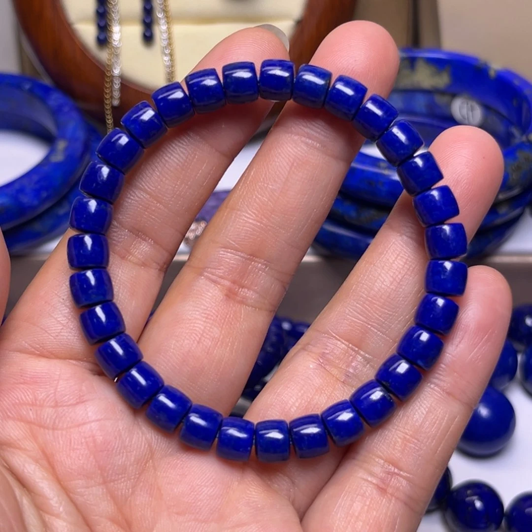 青金石手串未镶嵌直切老型6.7m m