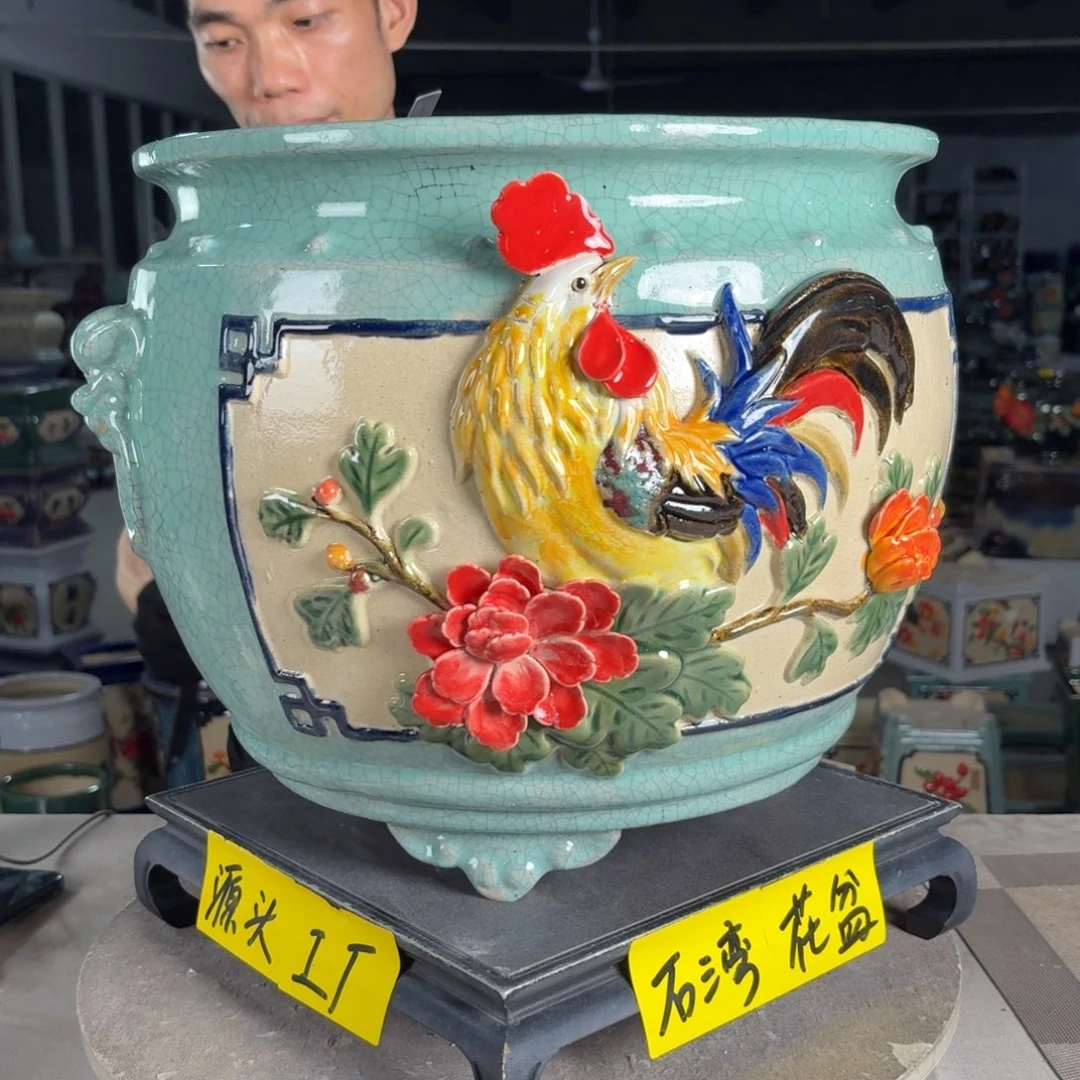 一风堂石湾花盆 内32*28修补痕迹缝隙