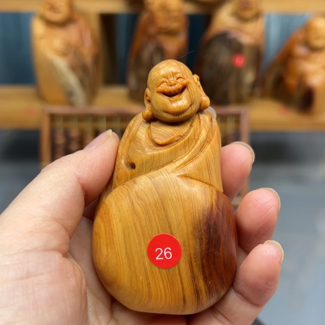 小***鱼木崖柏木摆件手把件，