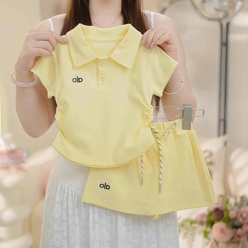 女童POLO衫套装夏季2025新款儿童洋气短袖T恤夏装女孩裙裤两件套