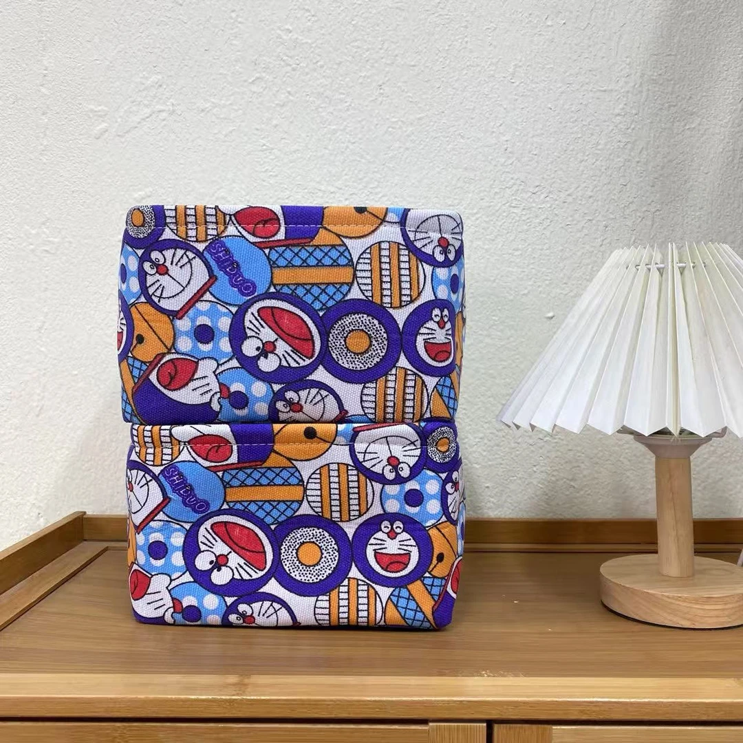 【20X15X14高】机器猫开口微瑕桌面收纳袜子筐首饰盒发夹头绳收纳筐