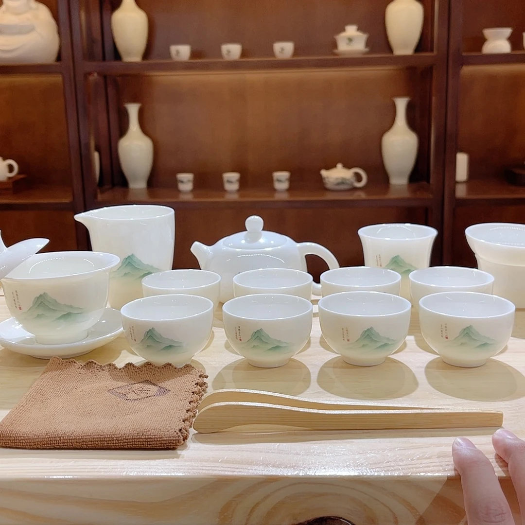 瓷片玄致羊脂玉瓷茶具套装