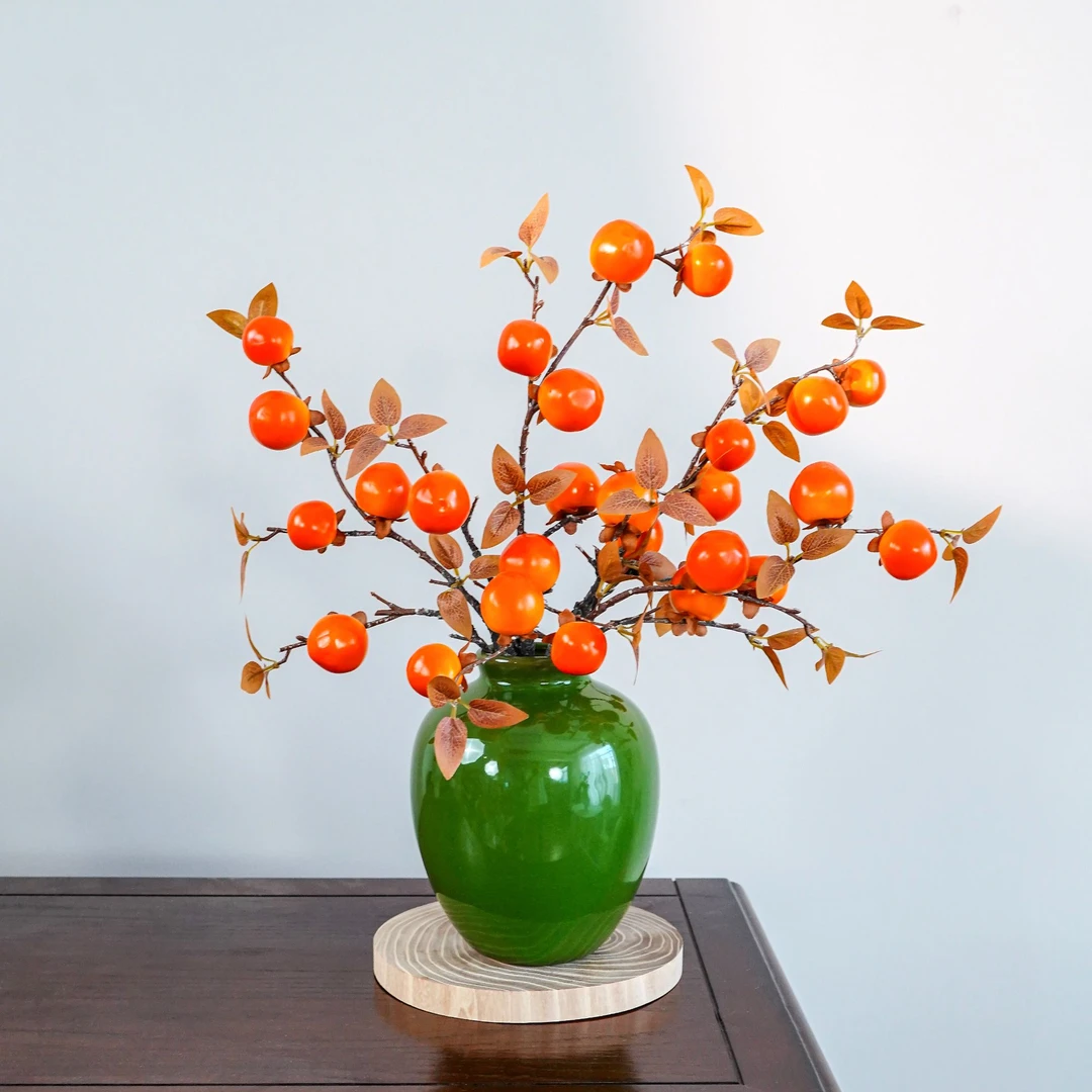 仿真小福柿树枝假花摆件客厅装饰摆设插花花束家居摆件家居软装