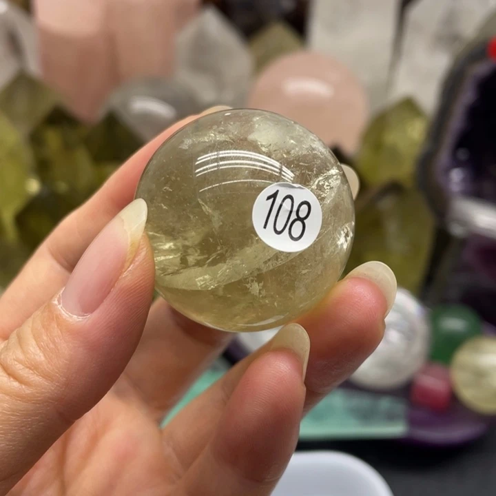 水晶珠宝半成品未镶嵌108黄水晶球