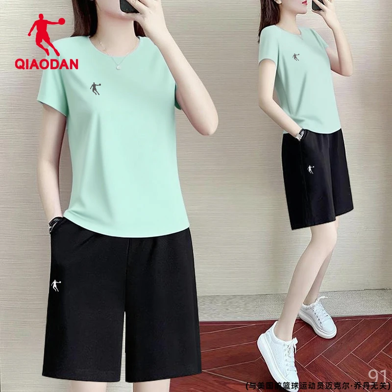 乔丹官方运动套装女2025新款夏季女士休闲短袖短裤旗舰正品两件套