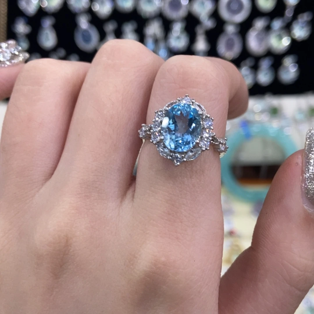 银S925镶嵌戒指托帕石