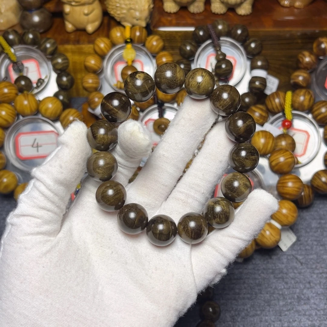 楠木（金丝楠）手串/手链阴沉绿1.5闪电135