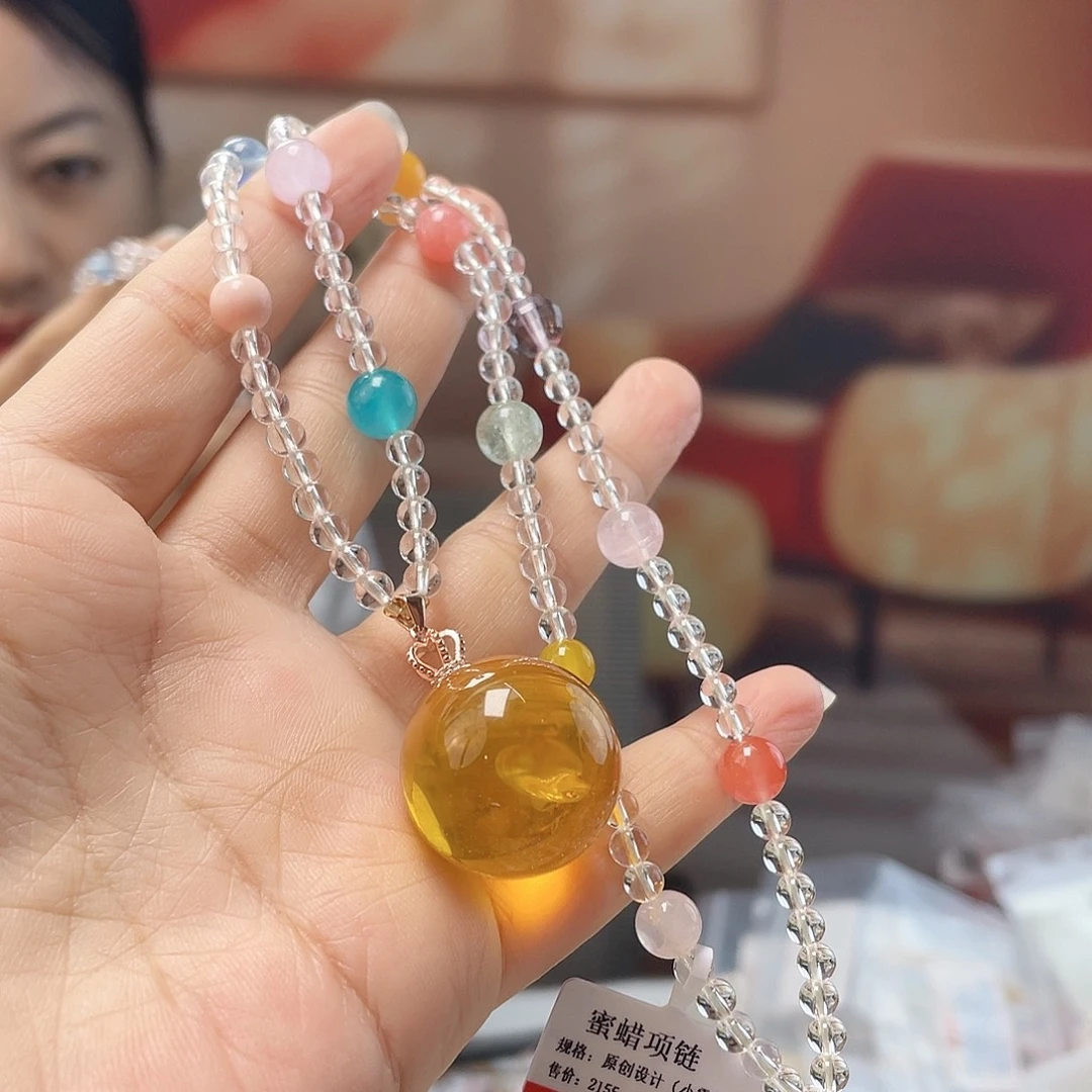 裸石蜜蜡银S925镶嵌琥珀吊坠