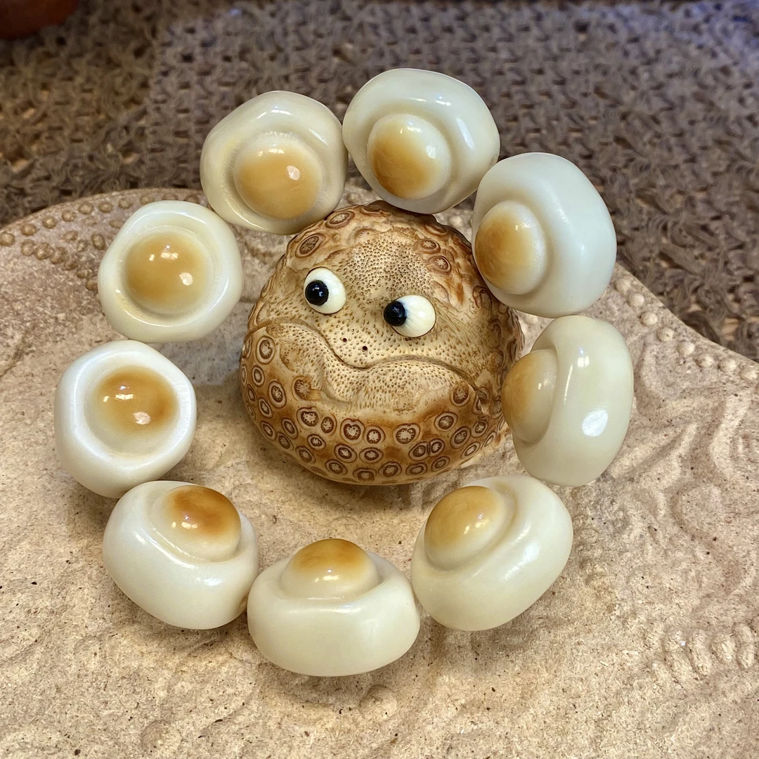 象牙果原果雕刻手工炭烤煎蛋手串美食系列可爱文玩手串