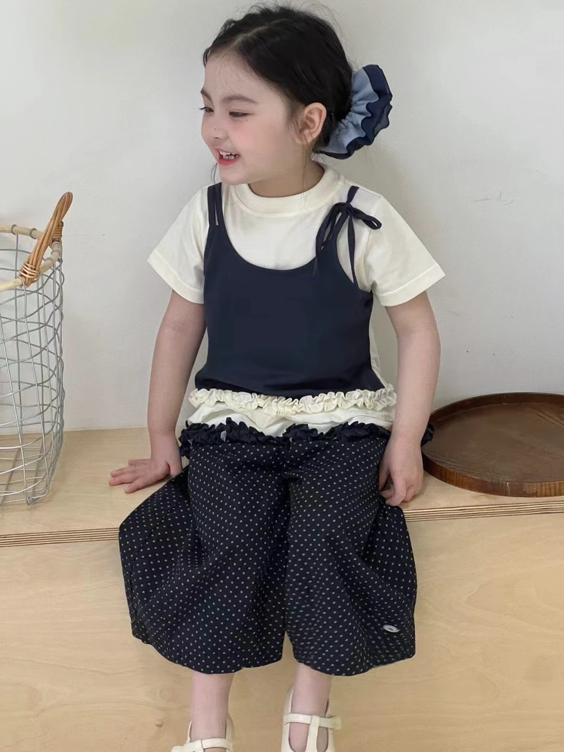 2025夏季碎花九分裤夏季新款女童韩版套装