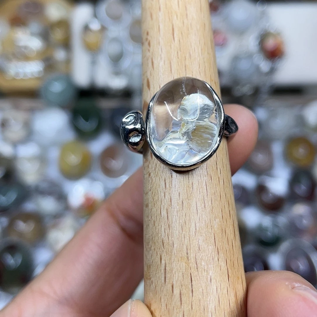 【闪购商品】银S925镶嵌珠宝半成品水晶戒指
