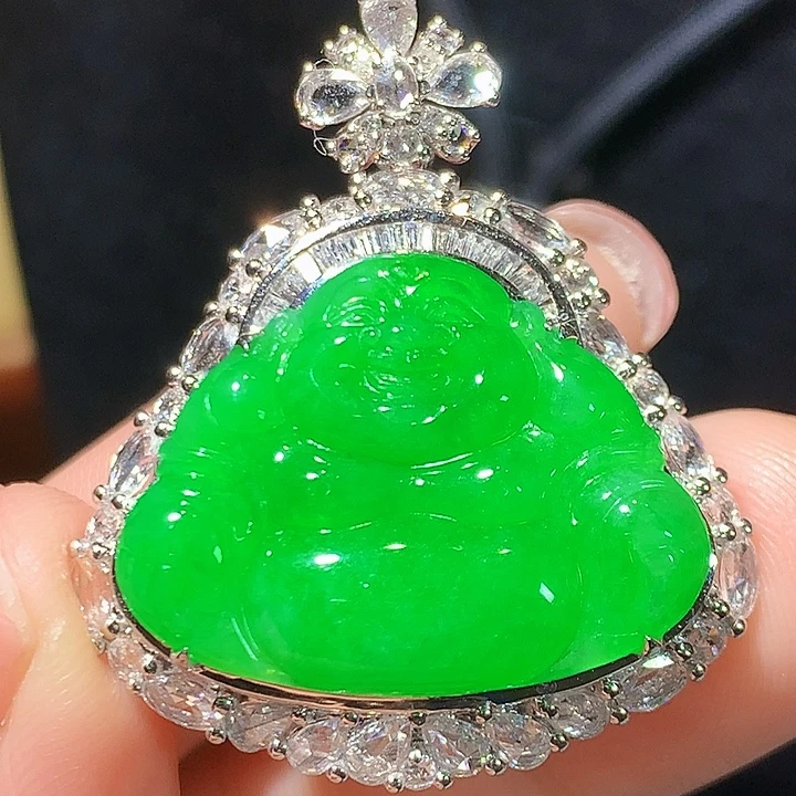 翡翠18K金镶嵌吊坠(不含链)