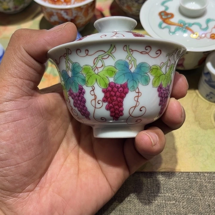 纯手绘精品盖碗杯