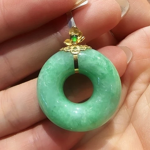 翡翠18K金镶嵌吊坠(不含链)
