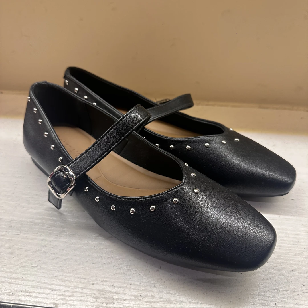 【海南简爱】高跟薄款休闲低跟铆钉夏季秋季单鞋浅口玛丽珍圆头2764