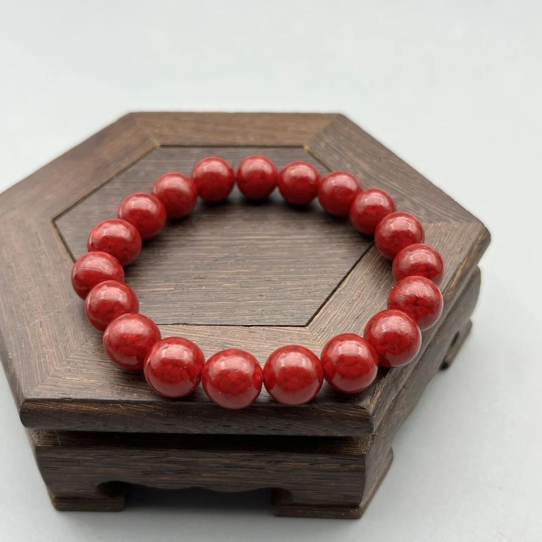 含辰砂工艺品JT292-晶体素珠10mm单圈手串