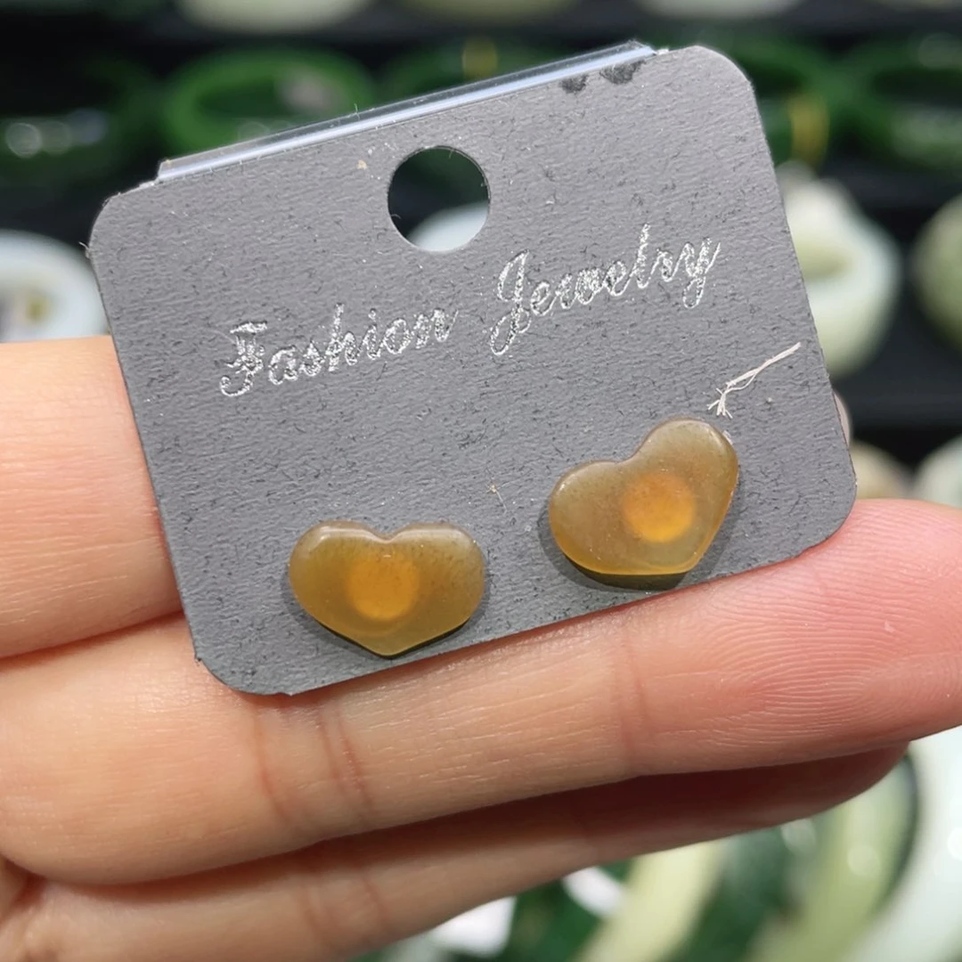 银S925镶嵌和田玉耳饰