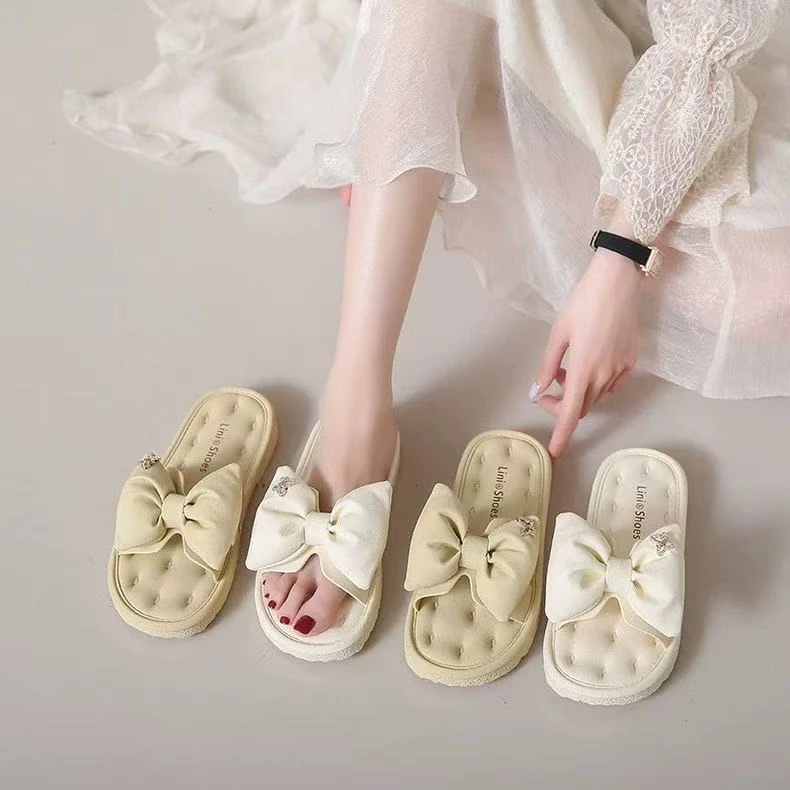 软底拖鞋女夏外穿仙女2025新款蝴蝶结一字拖防滑凉拖 2269 XFL 检