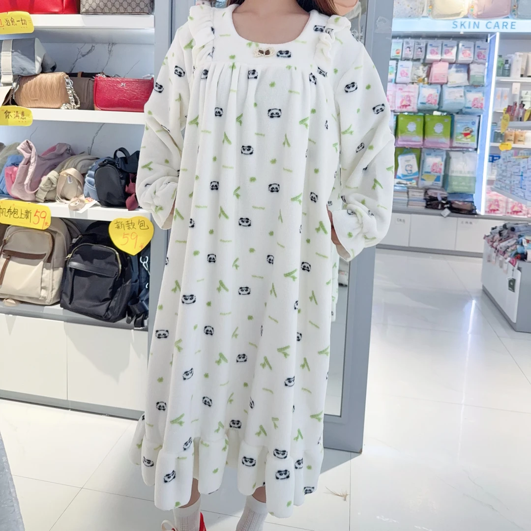 「精灵家」珊瑚绒加绒加厚可爱家居睡裙