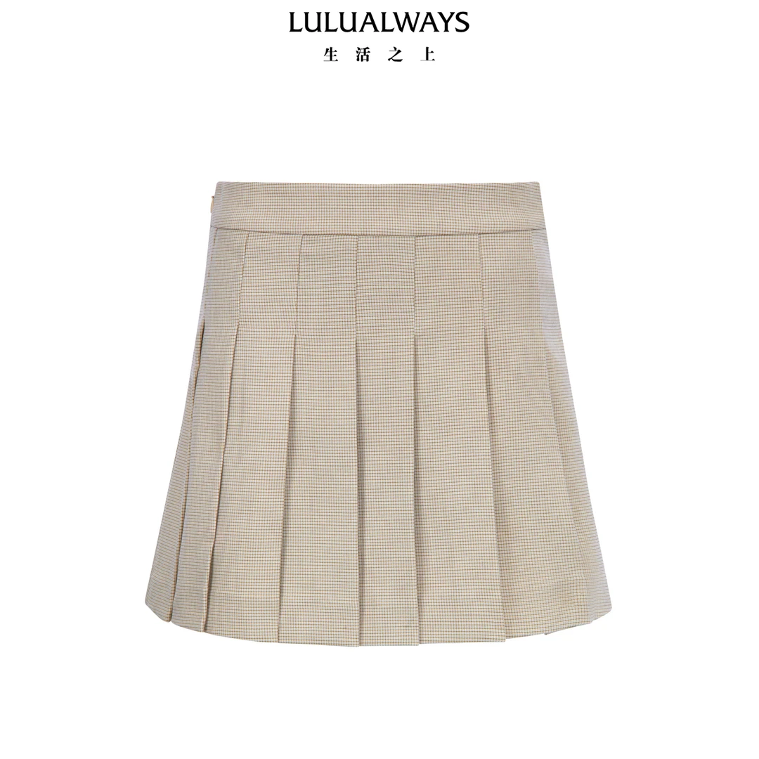 LULUALWAYS我爱露露25春季新款经典简约百搭高腰显瘦百褶半身裙女