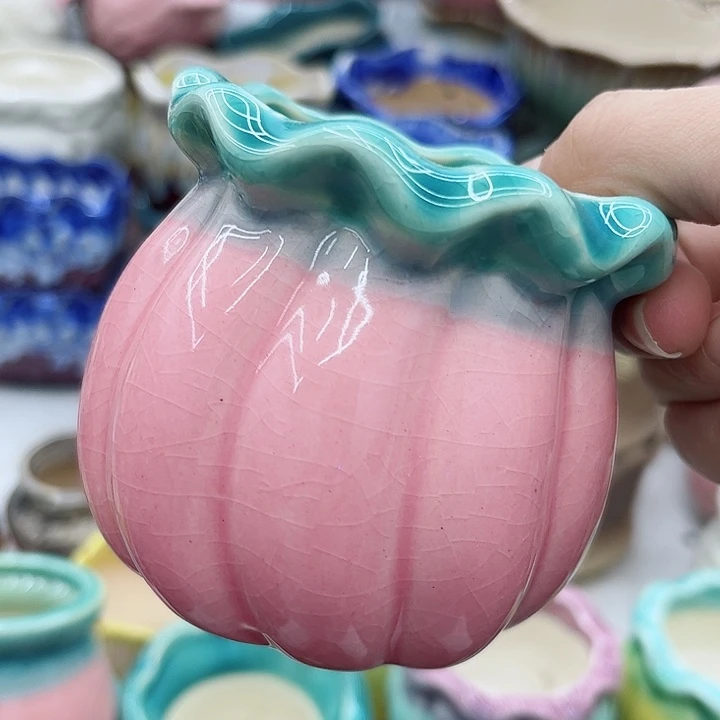 多肉绿植陶瓷花盆9.9包邮，有孔