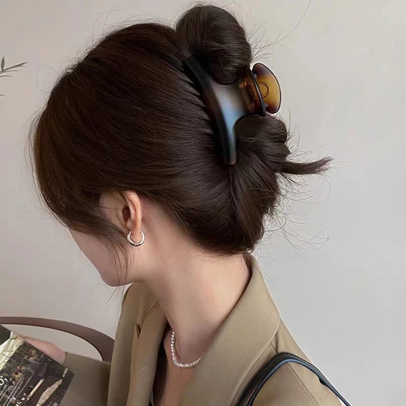 玳瑁色抓夹女后脑勺头发鲨鱼夹高质量发夹夏天发量少盘发夹子头饰