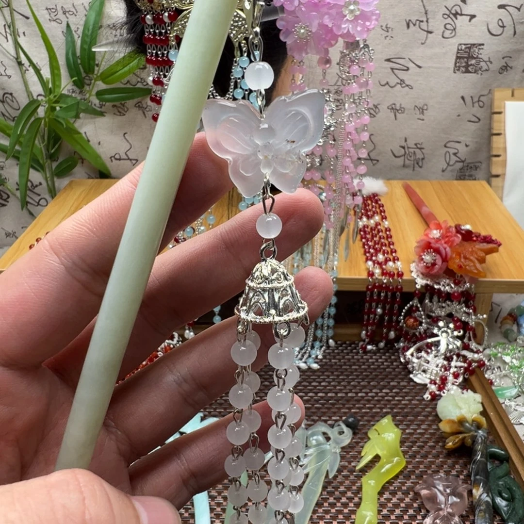 蛇纹石玉合金发饰