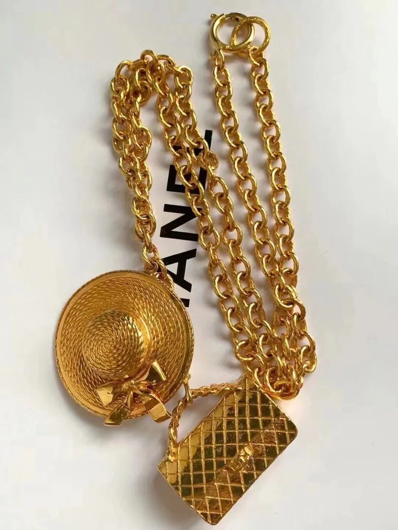 95新 Chanel/香奈儿 Chanel vintage香奈儿中古草帽包包项链
