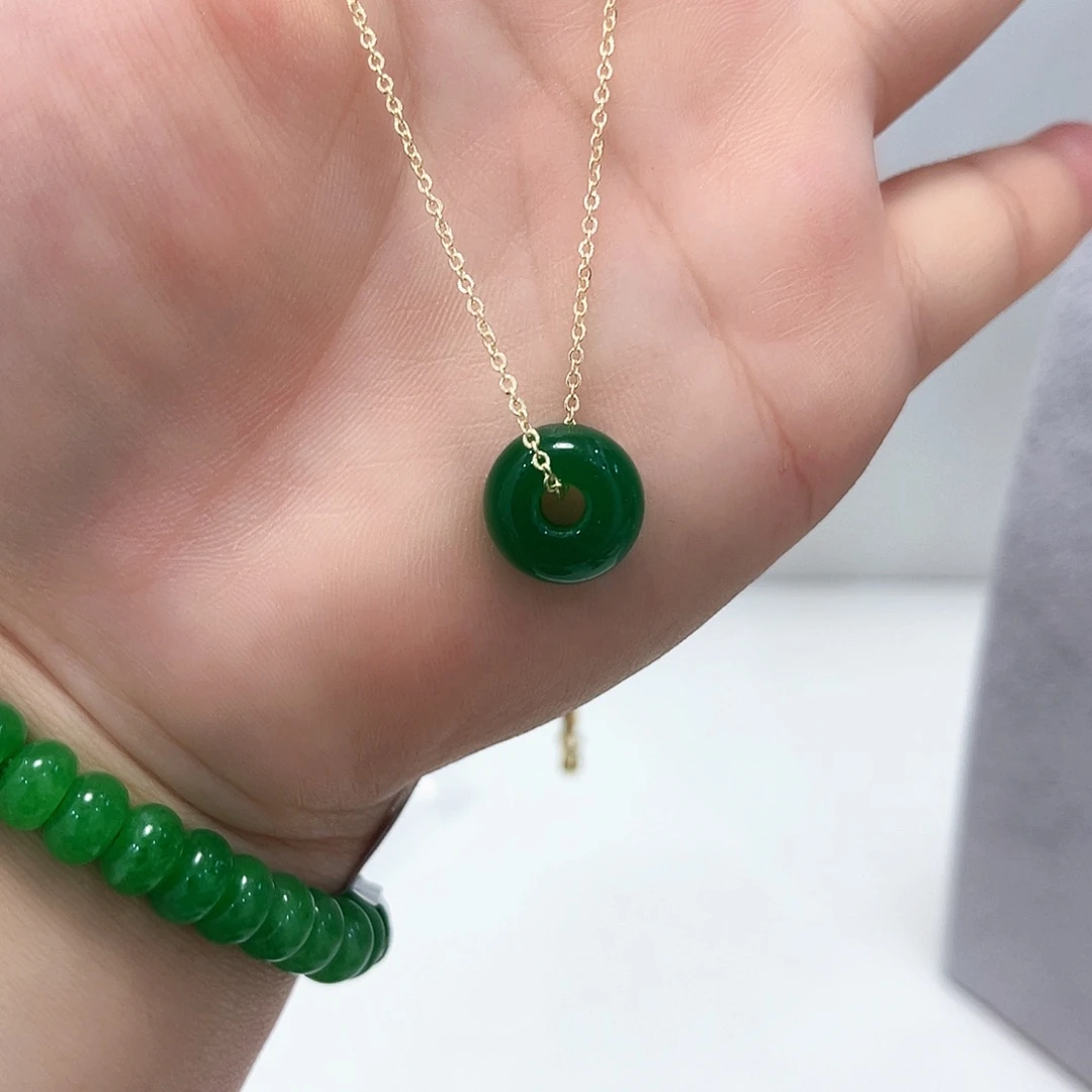 翡翠14K金镶嵌颈饰D14吊坠