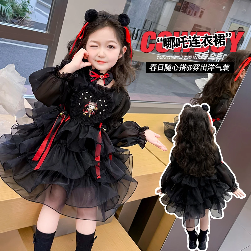 女童连衣裙2025春装3-6岁女宝小女孩哪吒裙子小孩洋气儿童公主裙