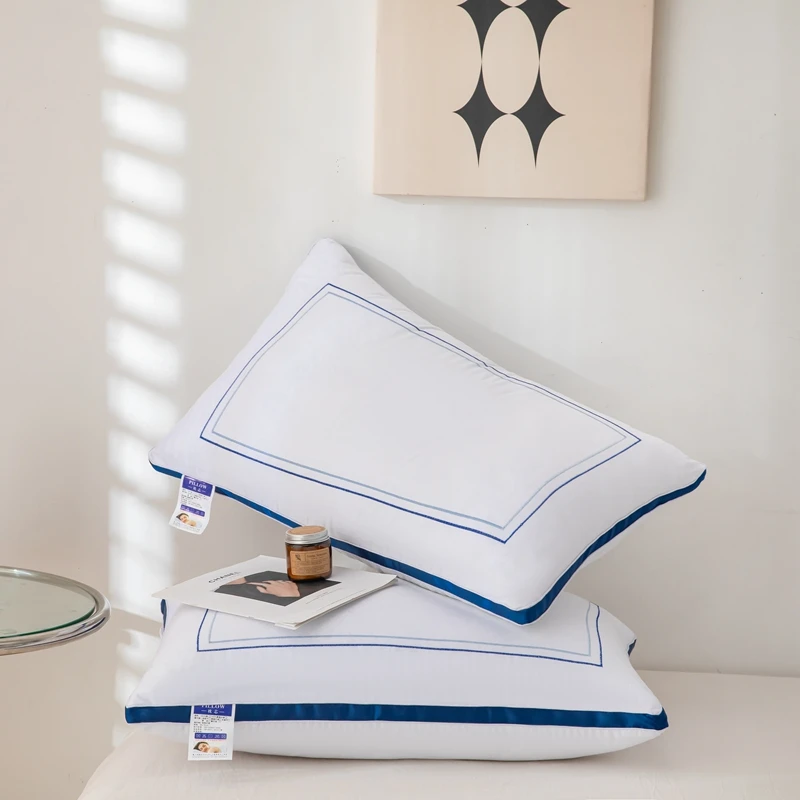 刺绣舒适单人宿舍学生护颈椎舒适睡眠床品时尚酒店枕头双边立体枕