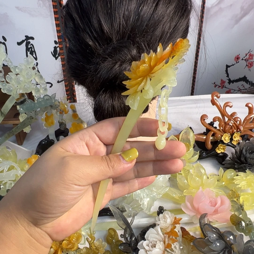 顾***之定制蛇纹石玉毛货发饰