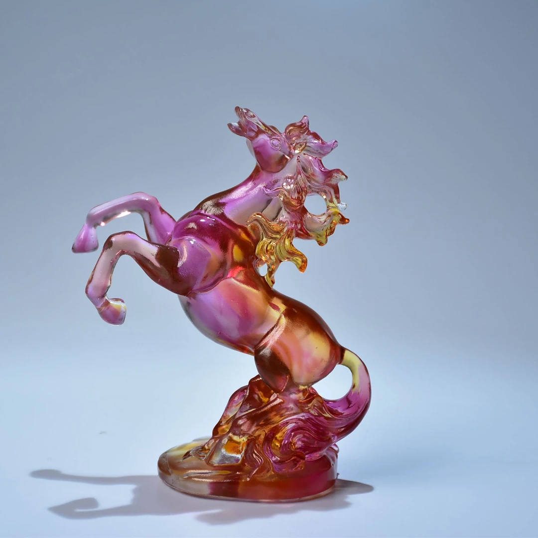 【奇居腾飞】中式琉璃立体浮雕客厅书房装饰摆件一马当先小号琥红色