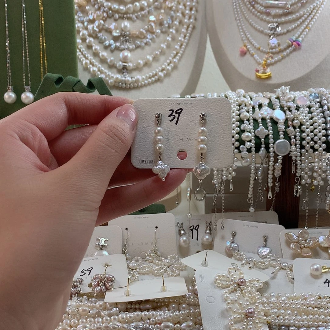 淡水珍珠耳饰合金