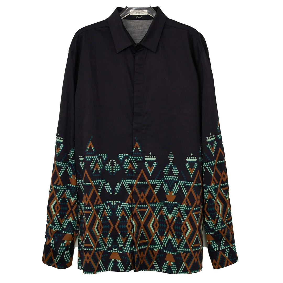 VERSACE/范思哲 VC男式拼色印花长袖衬衫V300199VT01198V7026