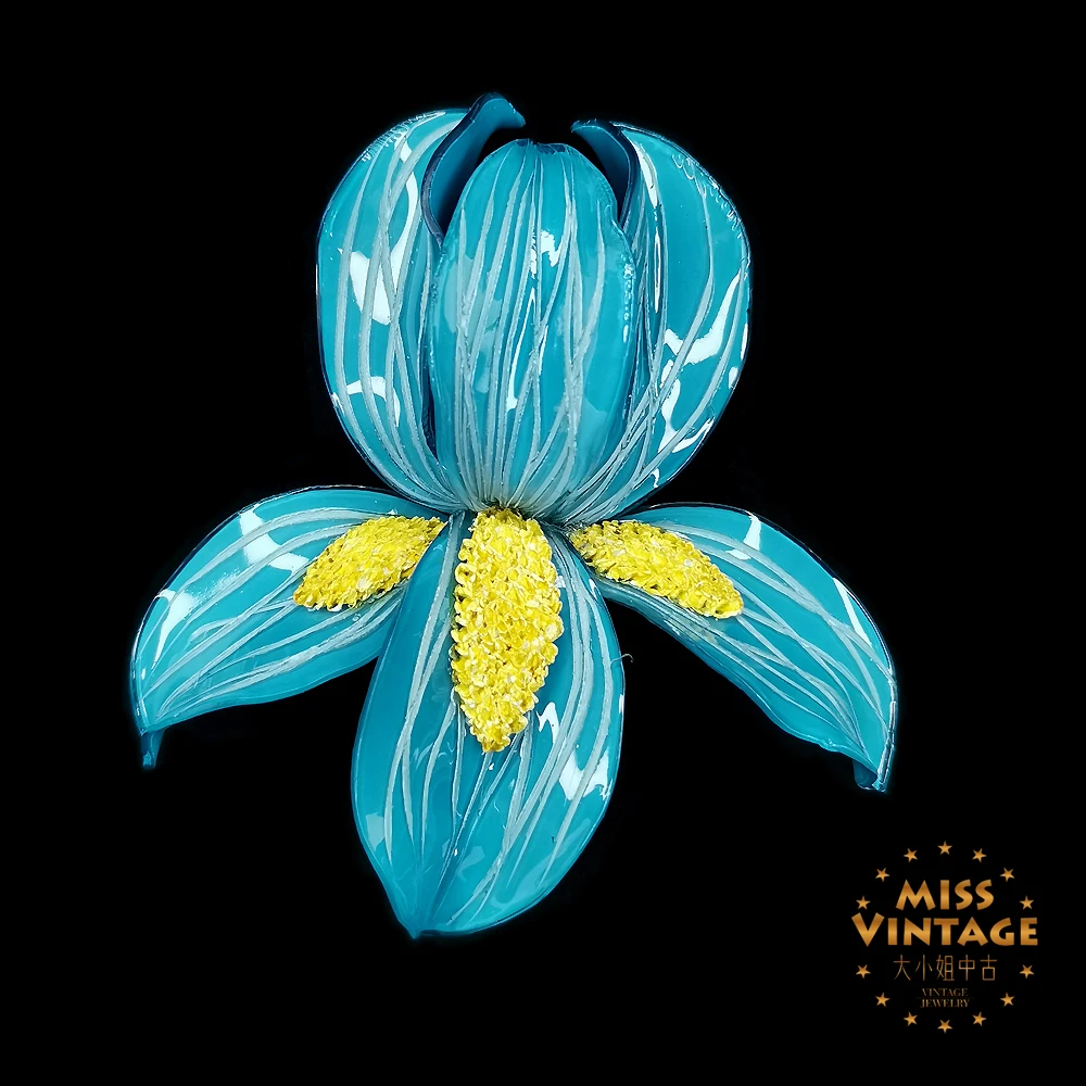 法国Cilea Paris手工定制限定石青鸢尾胸针[1501223-018]