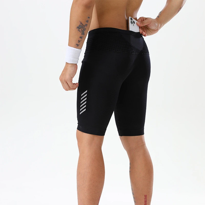 男女款跑步瑜伽紧身马拉松运动短裤五分腰包压缩裤田径训练裤