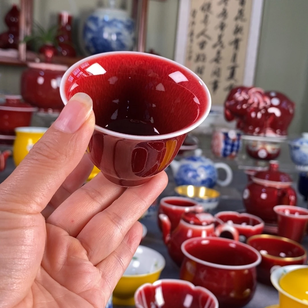 清欢雅玩原矿郎红小铃铛杯
