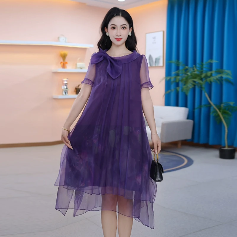 【连衣裙】夏季新款时尚修身法式洋气气质显瘦减龄宽松连衣裙